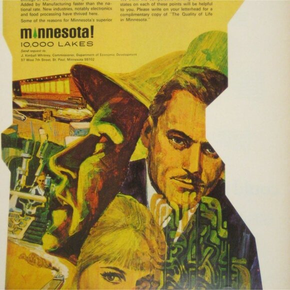 1968 Vintage Attitude Minnesota Print Ad 10,000 Lakes Train Industry - Picture 2 of 2
